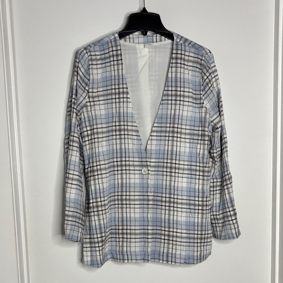 Melrose and Market Jackets & Blazers - Melrose and Market Plaid Blazer in Light Blue and Dark Gray